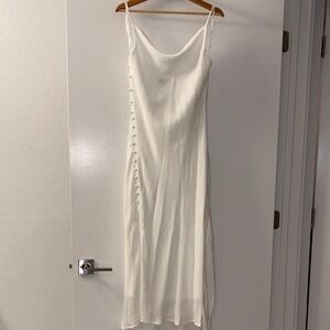 Lulu's Cream Midi Dress with Button Accents